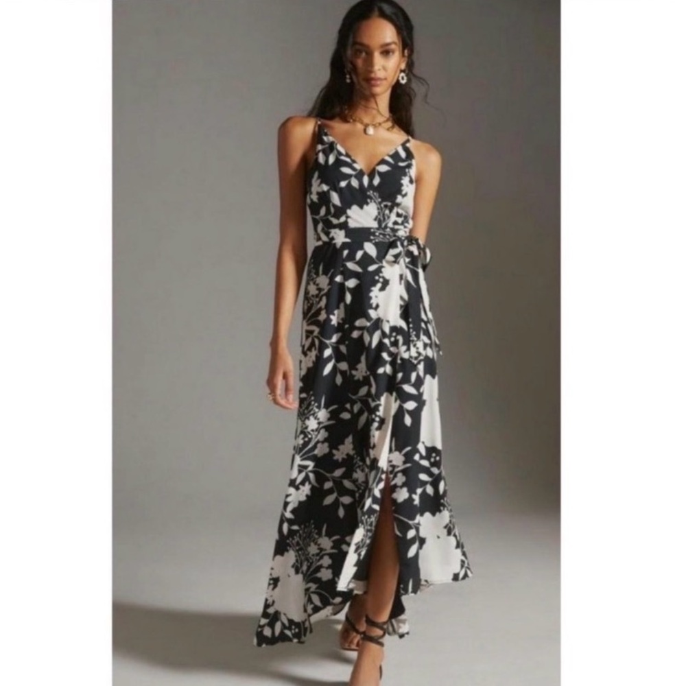 Hutch Black & White Floral Wrap Maxi Dress from Anthropologie